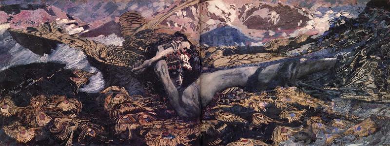 Mikhail Vrubel The demon tumbled Germany oil painting art